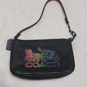 Coach Black and Red Clutch with Rainbow Logo - Nolita 19 With Hprse And Carriage